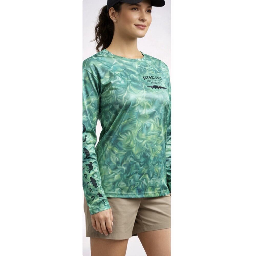 AAA Sportswear Everglades Performance Shirt Womens L Green Fishing UV Tee